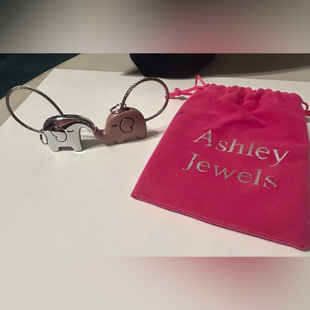Ashley Jewels Save the Elephants Keychains with Pink Pouch